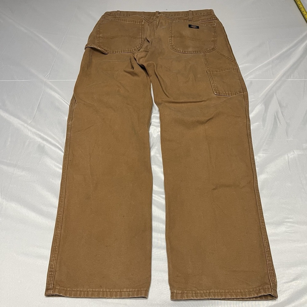 Vintage Dickies Carpenter Pants Mens 36x34 Brown Canvas Faded Utility Grunge - Picture 3 of 12